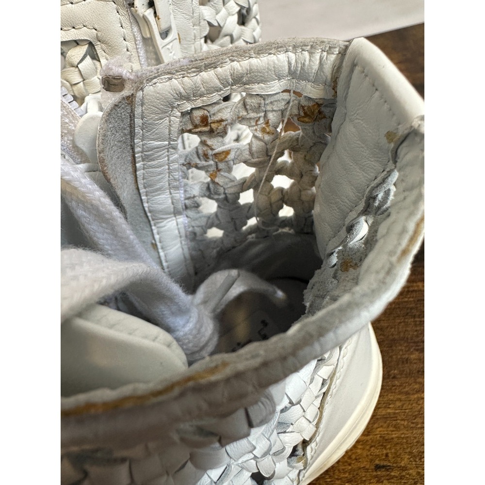 Free People Hayes High Top Sneakers White Woven Leather Lace Up Side Zip Size 8 - Picture 15 of 16